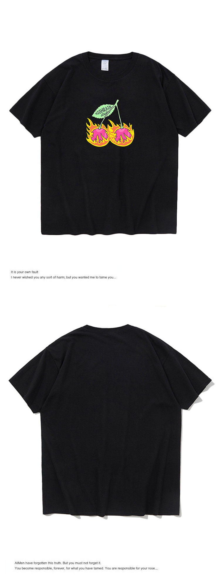 Streetwear T-Shirt with Fire Flame Design