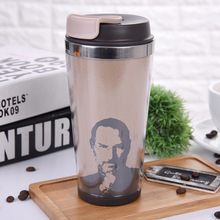 创意人像双层咖啡杯 外塑内钢防烫保温杯 跨境爆款咖啡保温杯