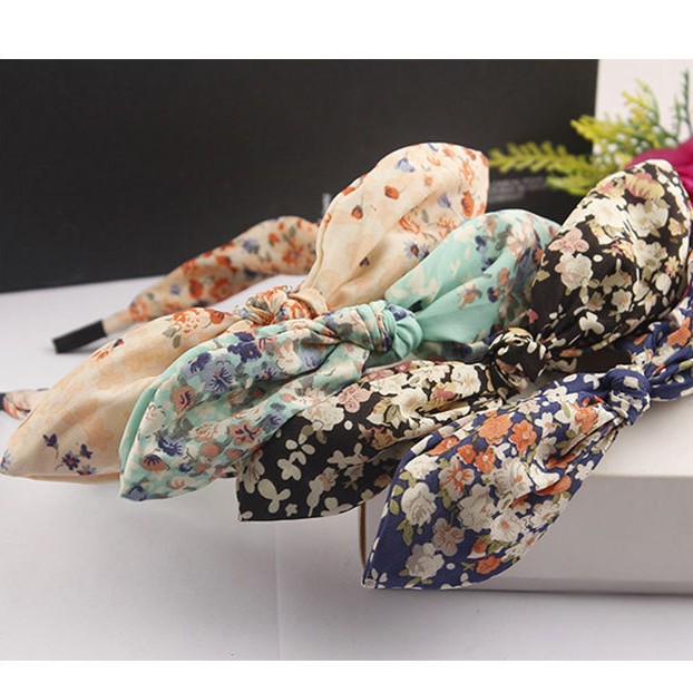 Tocado accesorios para el cabello al por mayor arroz bandera floral Orejas de conejo diadema Corea del Sur moda Polka Dot arco diadema