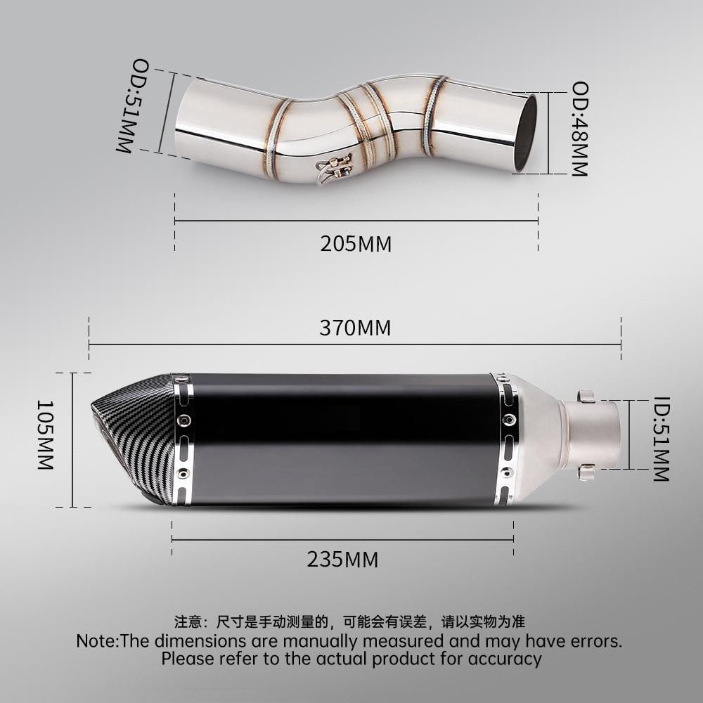 Benelli Trk502X Stainless Steel Mid-Section Exhaust Pipe and Tail-Section Muffler Set, Jinpeng 502 Modified Mid-Section