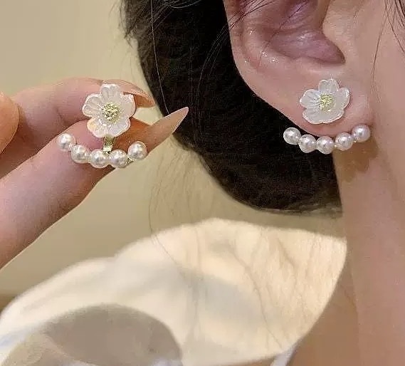 S925銀針シンプル気質真珠ピアス女性韓国高級感甘いネットレッド気質百合イヤリングアクセサリー|undefined