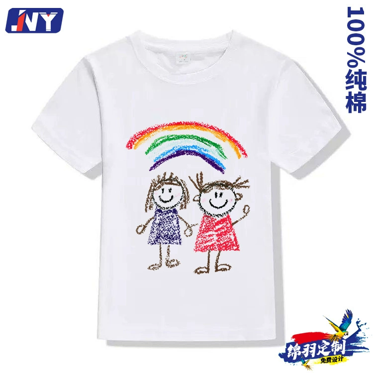 Детская пустая культурная рубашка, хлопковая Футболка с ручной росписью для родителей и детей оптом, одежда для выпускных классов начальной школы, печать логотипа на заказ