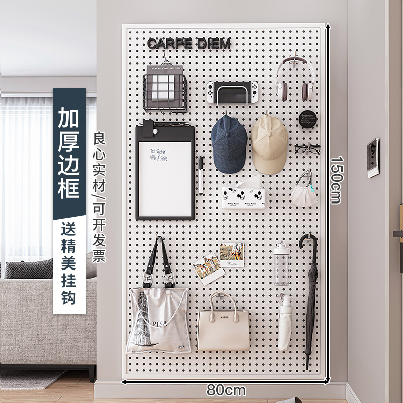 Agujero redondo agujero tablero estante de la pared de acero inoxidable de almacenamiento de la joyería herramientas de hardware tablero colgante de la pared