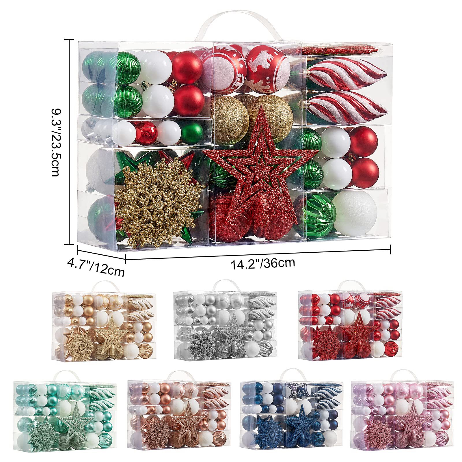 Árbol de Navidad decorado estrella de nieve de hielo 100 paquetes pintados bolos de Navidad colgante caja de mano