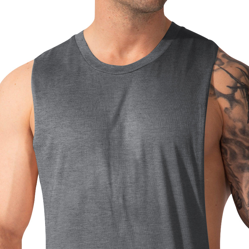 210g Weight Sleeveless Sleeve Length Cotton Blend, Polyester Fabric Type Regular Top Length Racerback Tank Tops Tops Type Casual Occasion Round Neck Neckline Loose Fit Type Solid Color Pattern Summer Season Men's Gender Simple Style Style Wholesale Men's Simple Style Solid Color Sleeveless Men's Tops 26