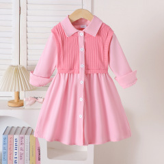 Children's clothing  SHEIN跨境女童套装粉色衬衫裙亚马逊