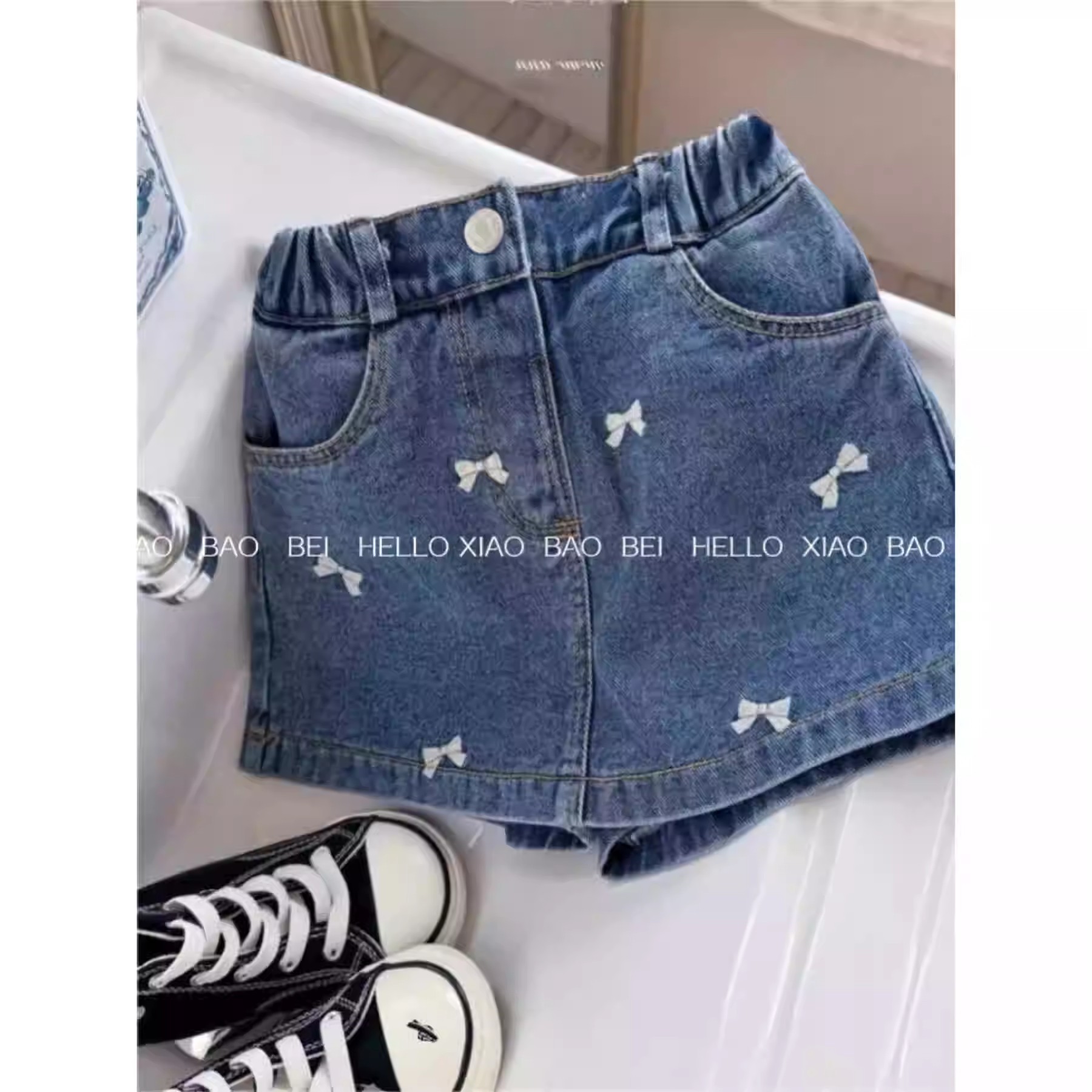 Estrellas de niños de verano niñas de verano arco de bebé de verano femenino estilo extranjero pantalon de ropa de niños jeans delgados
