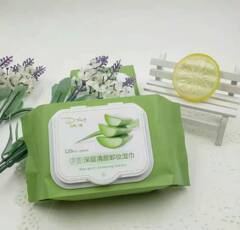 Etty Shop Aloe Vera Makeup Remover Wet Wipes for One-Time Deep Cleansing of Eyes and Face, Portable and Gentle, No Irritation, Pull-Out Type