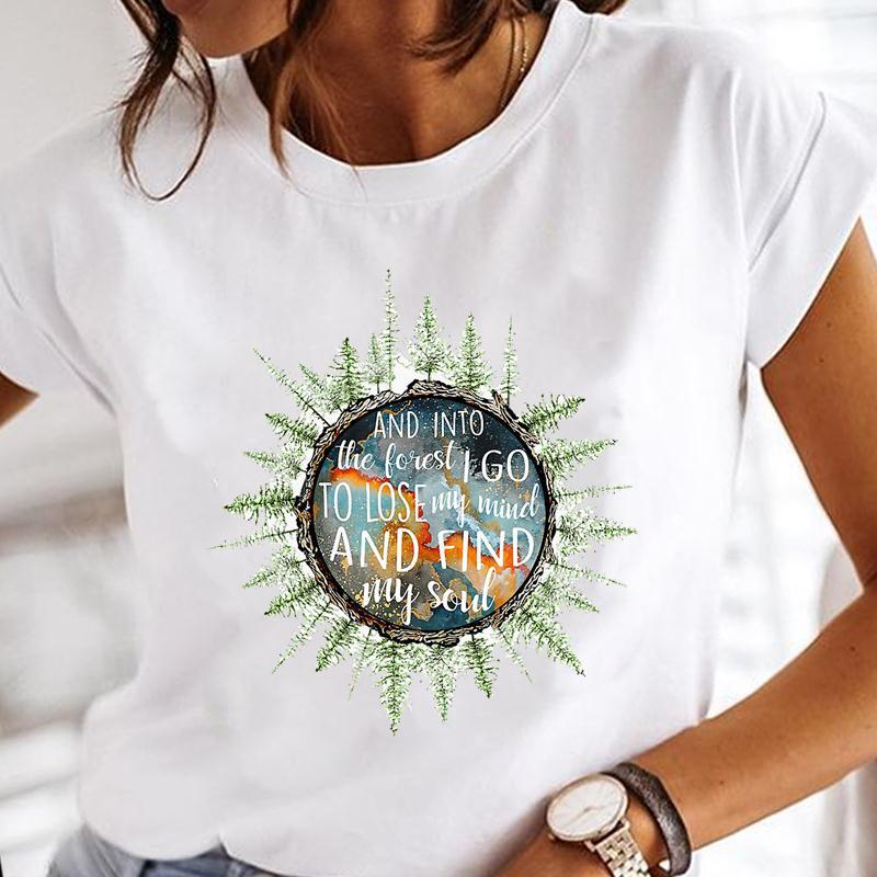 Regular Top Length T-shirt Tops Type Casual Occasion Round Neck Neckline Regular Fit Fit Type Wholesale Women'S Casual Flower Short Sleeve Printing T-Shirts