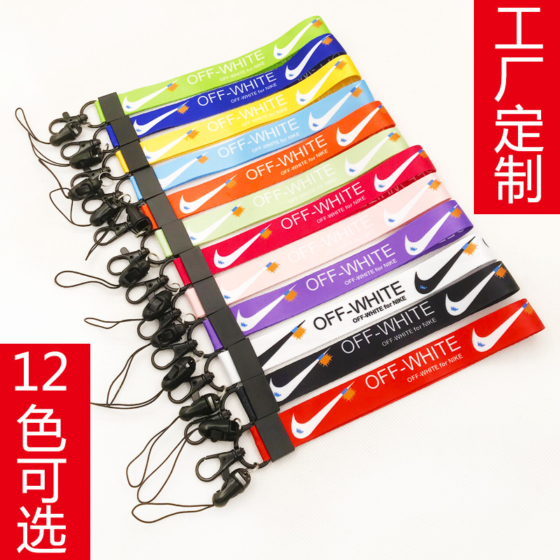 Fashion brand NIKE mobile phone lanyard short airpods earphone case U disk hanging offwhite NIKE mobile phone rope wholesale