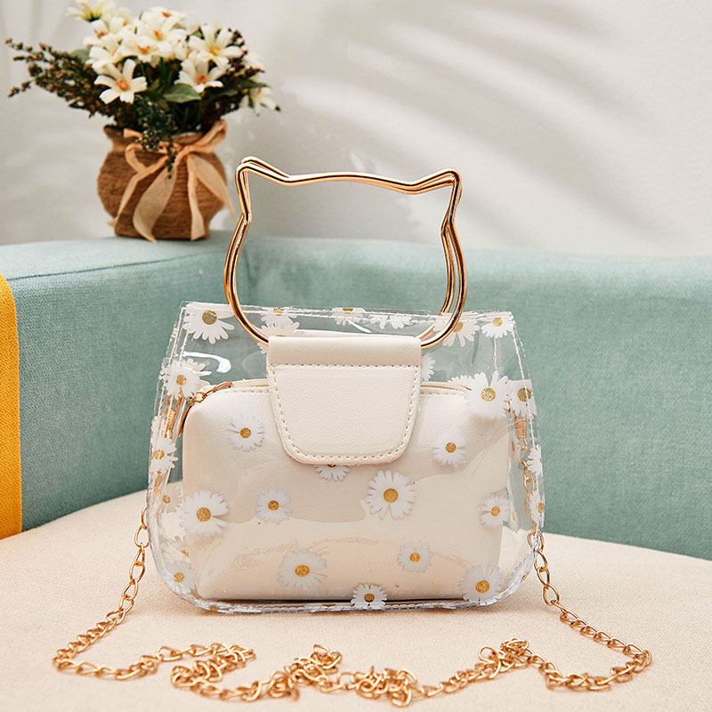 Impresión transparente pequeña bolsa de mano nueva bolsa de verano japonesa y coreana, mini bolsa de mano, bolsa de mujer transparente al por mayor image 8