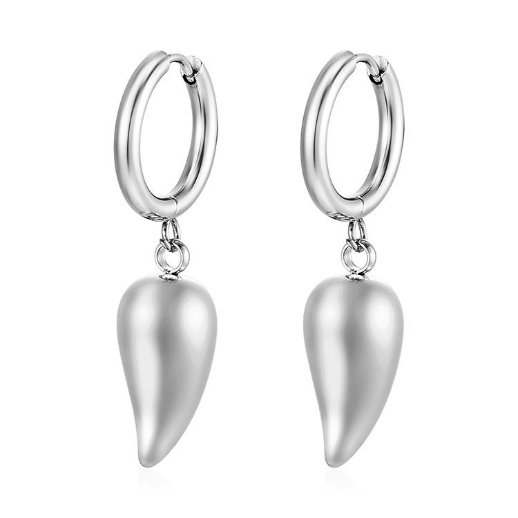 Moda europea y americana aretes redondos de acero inoxidable pendientes de gota de agua pendientes de moda femenina simple chapado 18K aretes