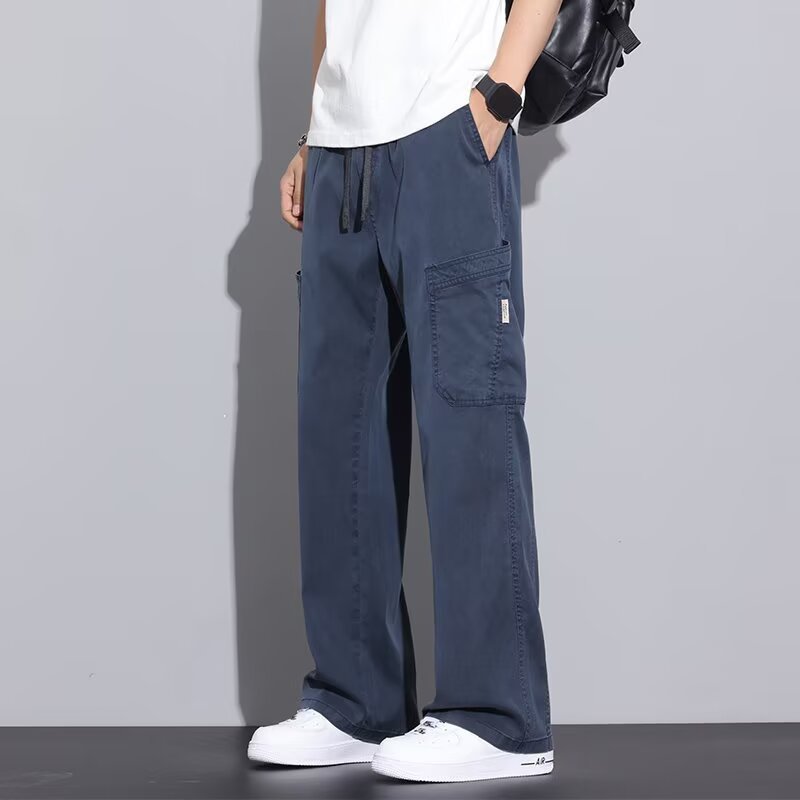 Pantalones casuales de hombre verano transfronterizo delgados pantalones de piernas largas 2025 nuevos pantalones rectos sueltos resistentes al desgaste