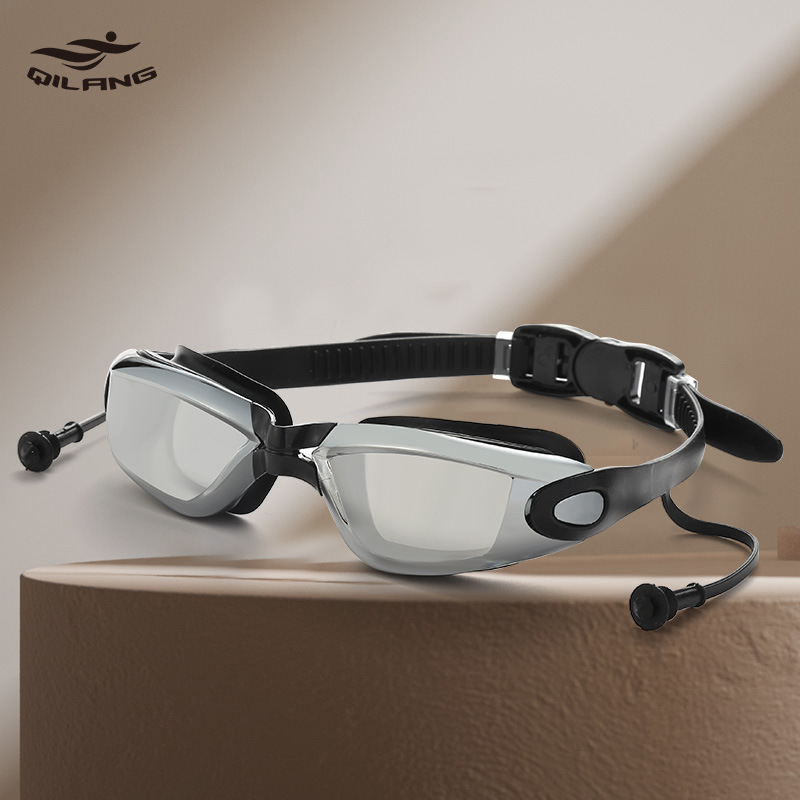 Gafas de Natación con Tapones para Oídos Integrados de PC Impermeable y Antivaho para Natación y Buceo