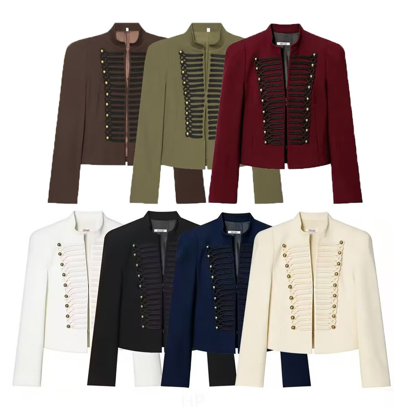 Cross-Border Women's Fashion 2026 Napoleon Style Slim-Fit Button-Decorated Jacket Suit for Women K41790 Cross-Border Women's Fashion 2026 Napoleon Style Slim-Fit Button-Decorated Jacket Suit for Women K41790