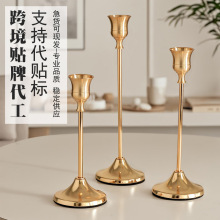 跨境铜本色创意蜡烛台铁艺电镀烛台金属摆件欧式西餐婚庆装饰道具