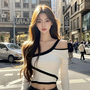 TZ4858�ﶬ���؄e�ºڰ�ƴɫ�U��б������Ů�ȴ��OӋ�ж̿�����