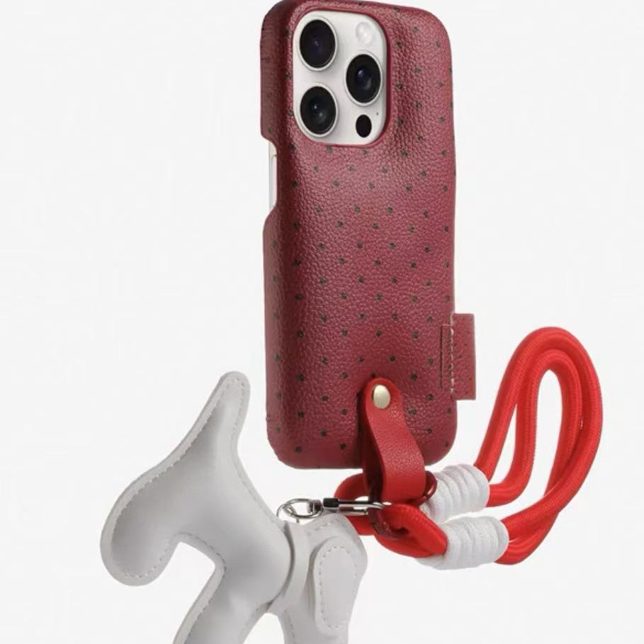 Ins viento color sólido bolsa de tambor lunares para iphone14/15 cordón para cachorros 13 Apple 16ProMax para hombres y mujeres 16