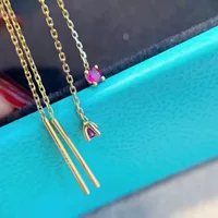 18K золото Изумруд Рубин уха шнур простые серьги AU750 реального золота Рубин Изумруд уха шнур с сертификатом