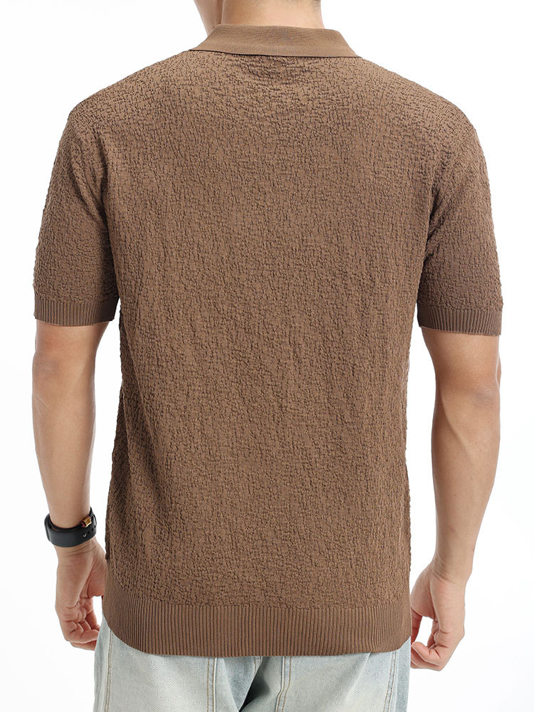 Cross-border hombre lujo ligero hielo de alta sensación de punto polo hombre negocio con solapa camiseta de polo de manga corta camiseta de polo