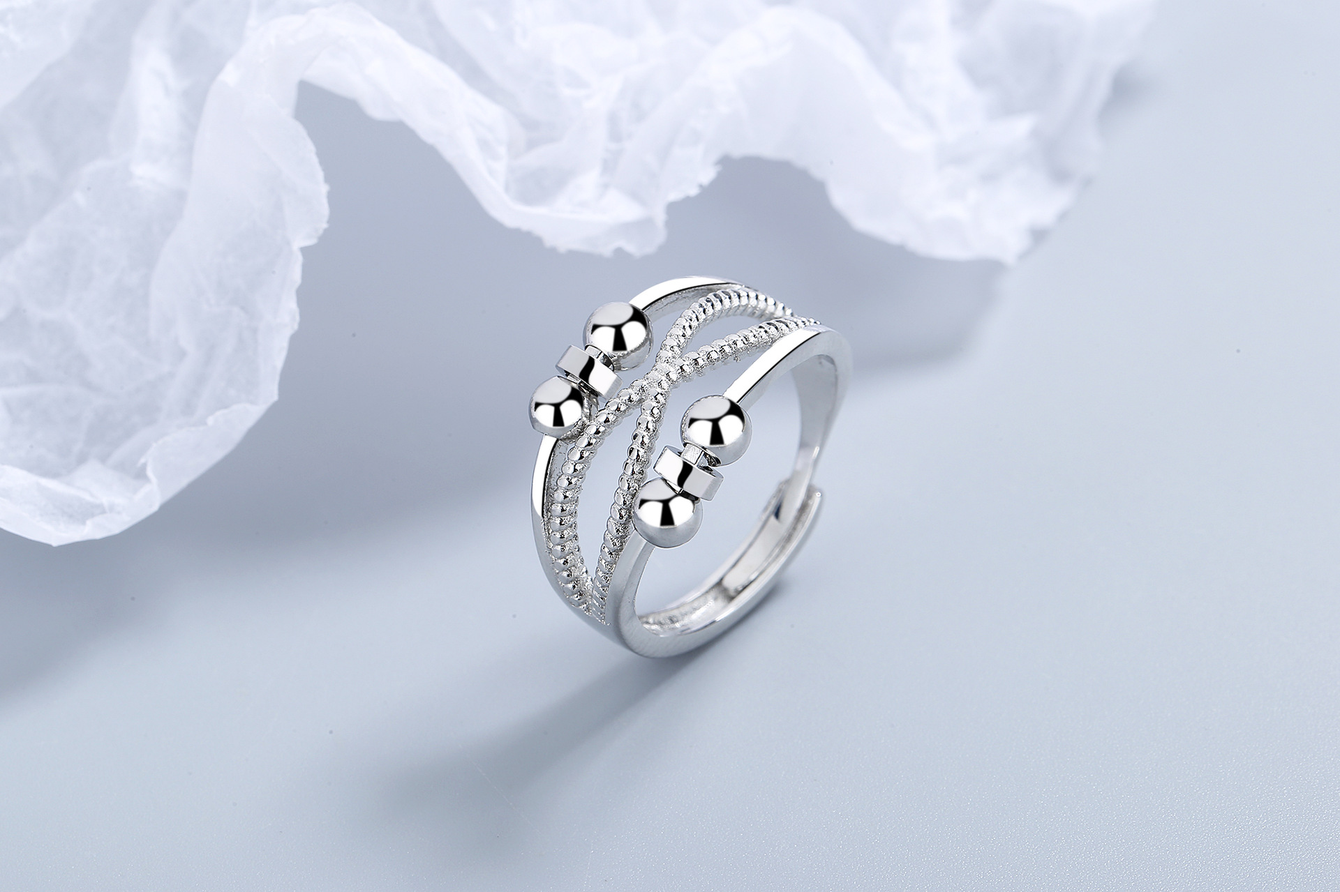 Simple Style Solid Color Copper Beaded Layered Plating Open Ring 1 Piece