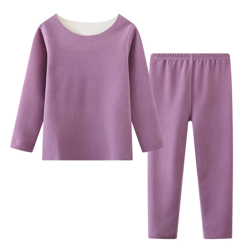 Conjunto de Ropa Interior Térmica para Niños Otoño-Invierno 2025, Color Sólido, Capa Base Básica, Calentamiento, Pantalones de Manga Larga, Pijama de Dos Piezas