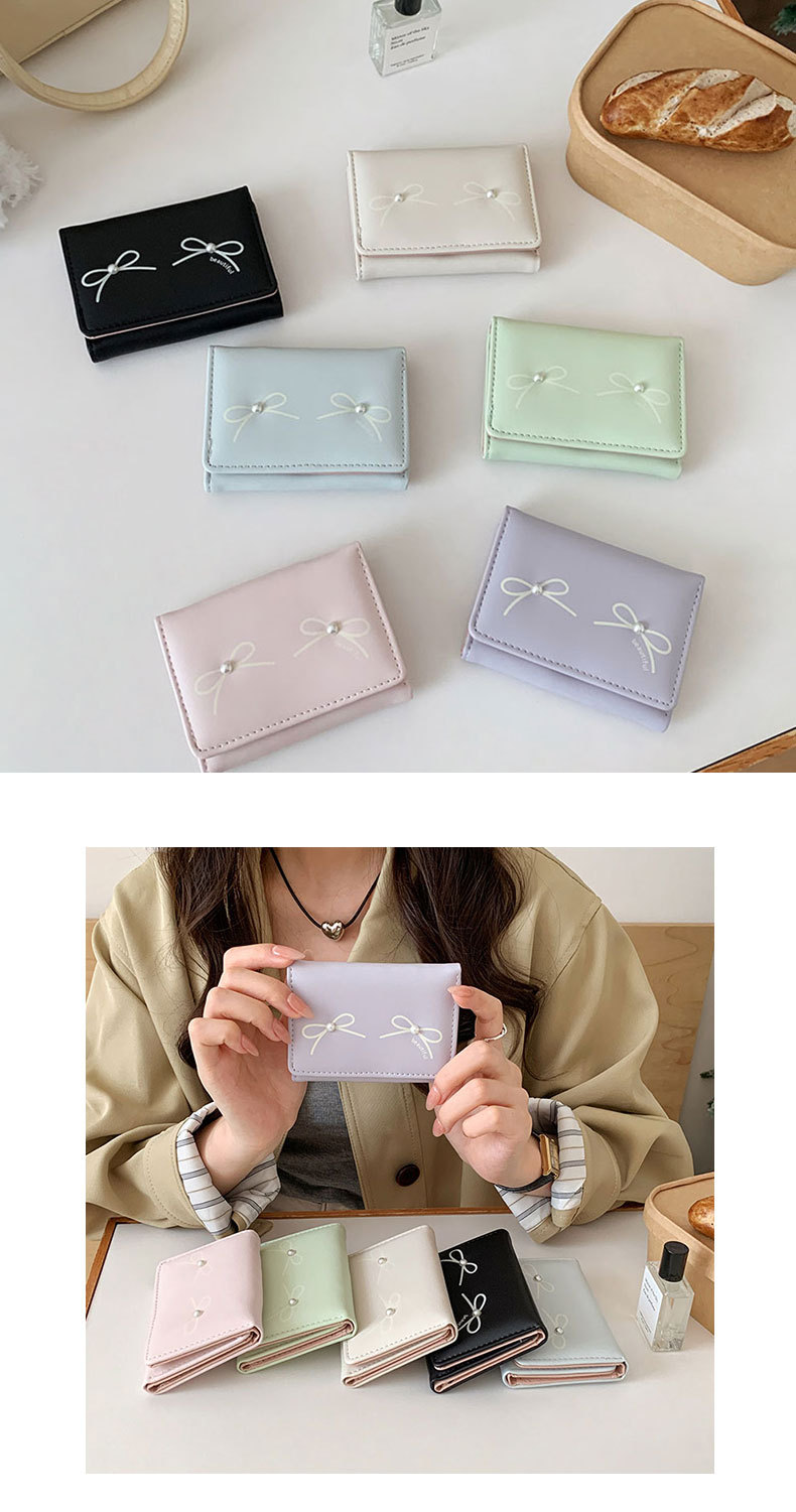 48g Weight Polyester Lining Material Magnetic Buckle Closure Type Small Wallets Bags Type 1 Piece Quantity Holiday, Daily Occasion Pu Leather Material Bow Knot Pattern All Seasons Season Women's Gender Sweet Style Square Shape Women's Bow Knot Pu Leather Magnetic Buckle Wallets 无