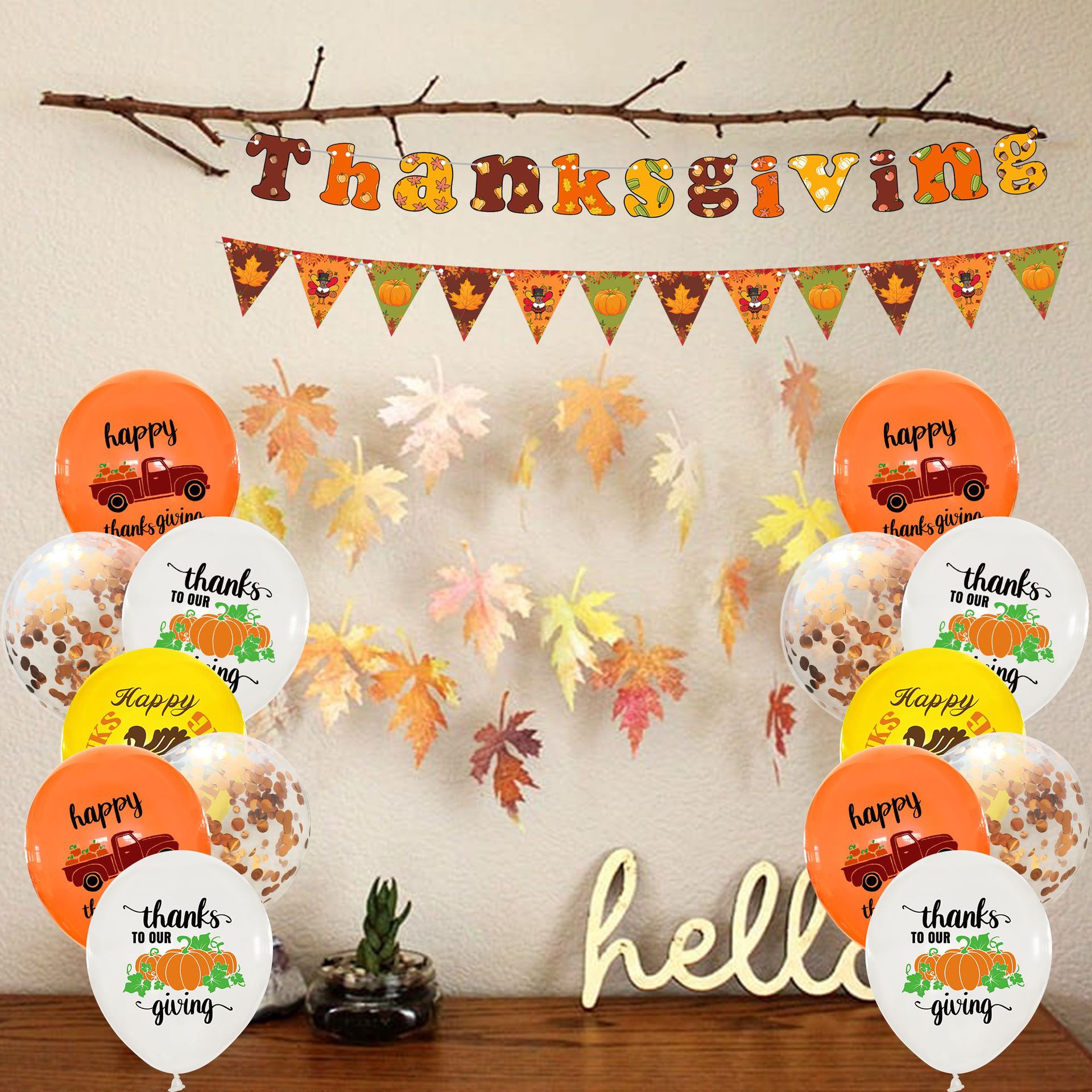 Thanksgiving Letter Emulsion Party Balloons display picture 1