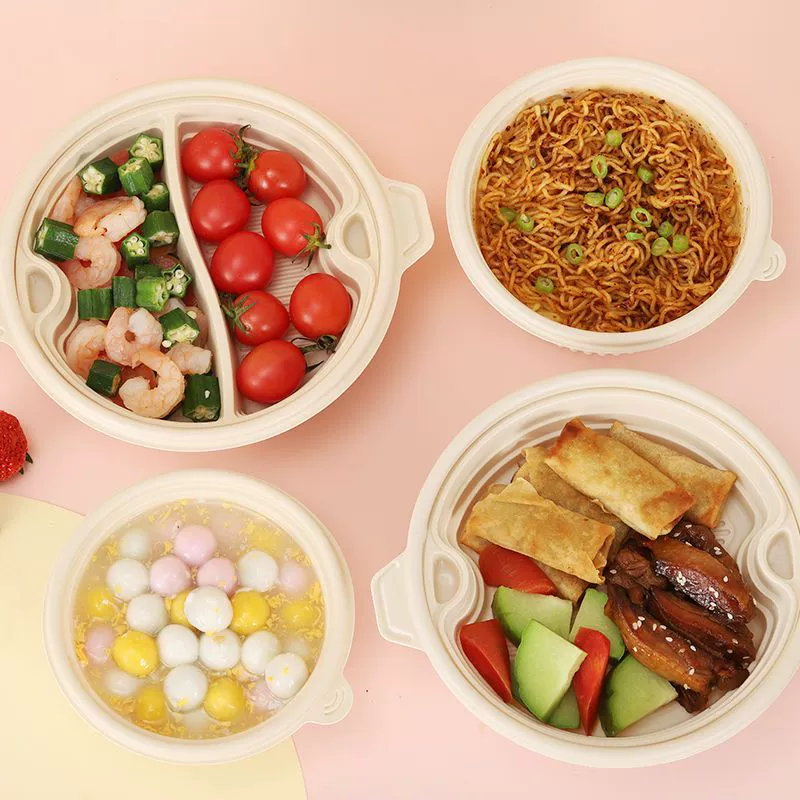 Disposable corn starch lunch box can degrade take -out round packing box environmentally friendly food -grade soup square lunch box