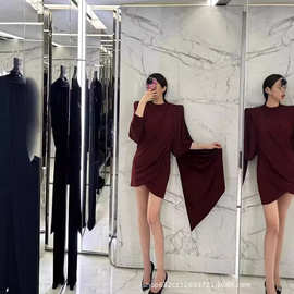 高级感连衣裙女春秋2024新款轻奢法式独特别致超好看气质披风裙子