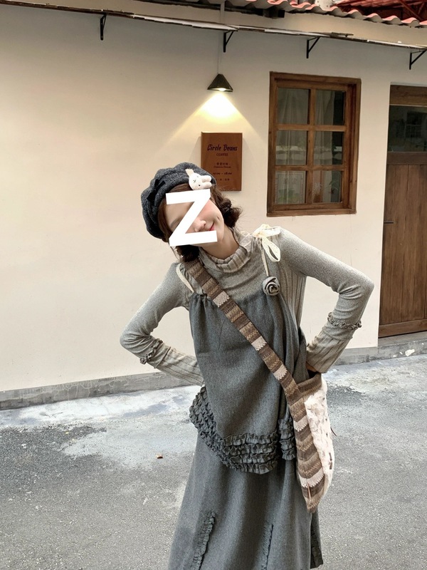 古着少女感穿搭套装韩系复古吊带马甲叠穿T恤半身裙早秋季一整套|undefined