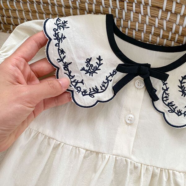 Brand summer cute bodysuit girl's with bow with a round collar