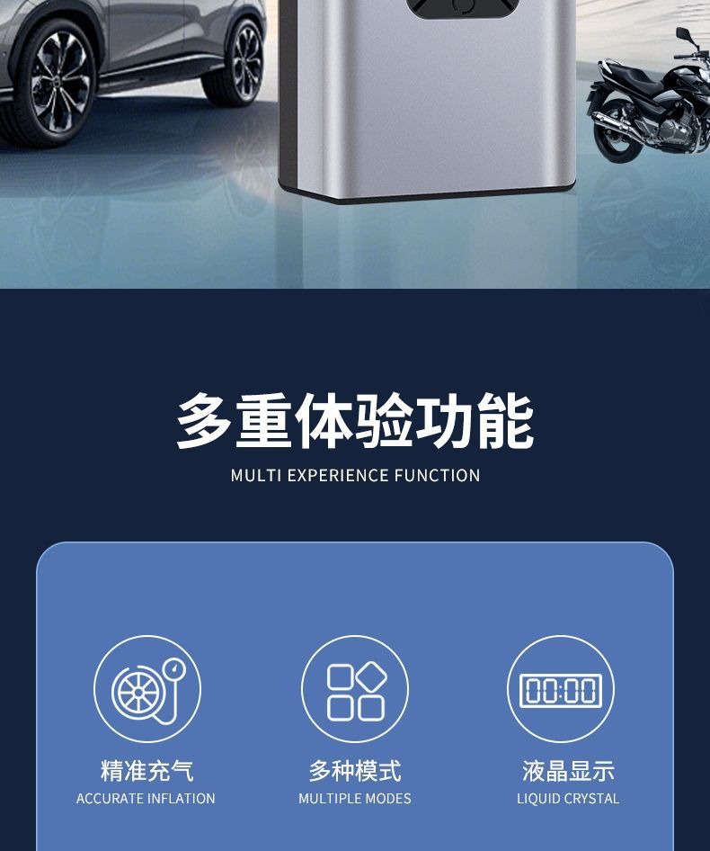 Wireless Car Air Pump, Portable Air Pump for Cars, Electric High-Pressure Tire Inflator for Cars, Inflator
