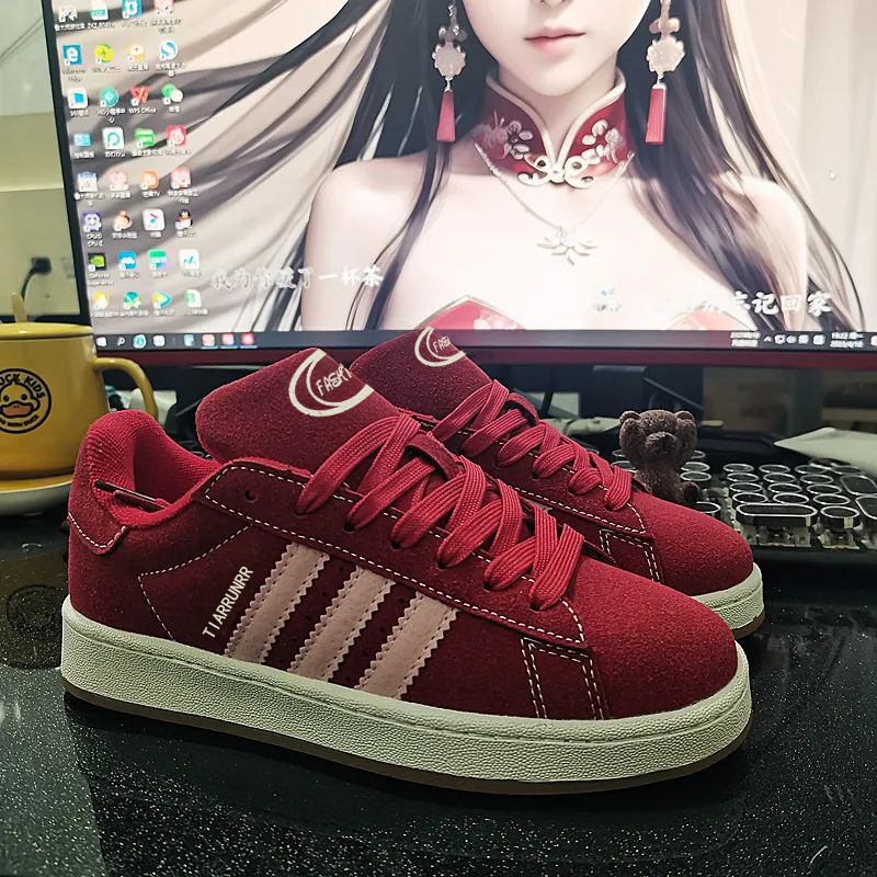 Zapatos de pan rojo de la escuela secundaria de lazos zapatos deportivos de altura baja zapatos de skate de ocio antideslizante para mujeres con suela plana