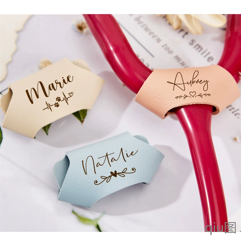 Кожаный стетоскоп кобуры имя идентификационный знак гравировка кожаный стетоскоп ID теги медсестра доктор персонализированный