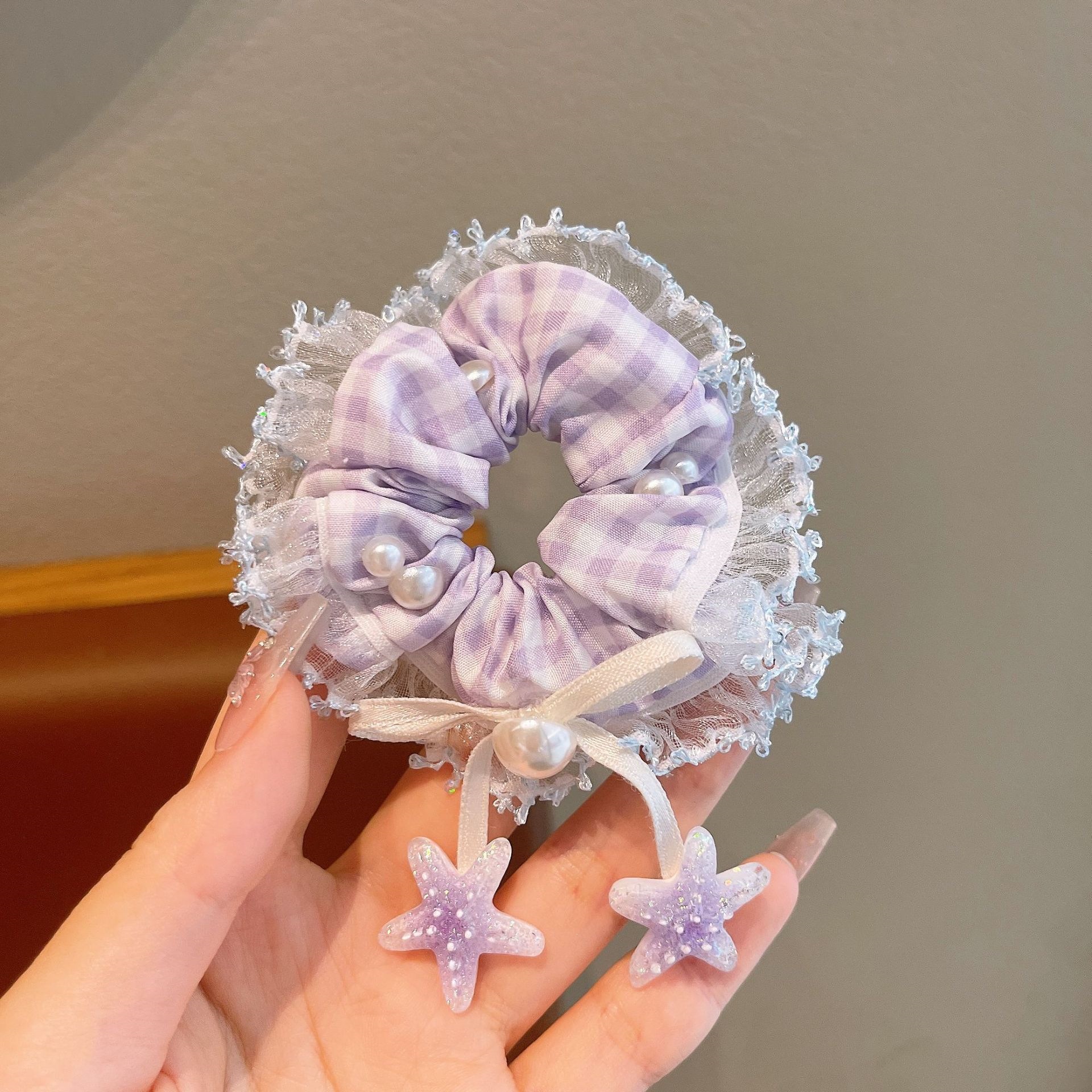 Anillo de cabello coreano de encaje para mujeres accesorios de primavera de flores de cabello de correa de correa de cabello de alta calidad toallas cuadradas accesorios de cabello