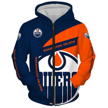 2021新款NHL開衫衛衣冰球衣男裝連帽休閑運動塗鴉數碼印花拉鏈衫