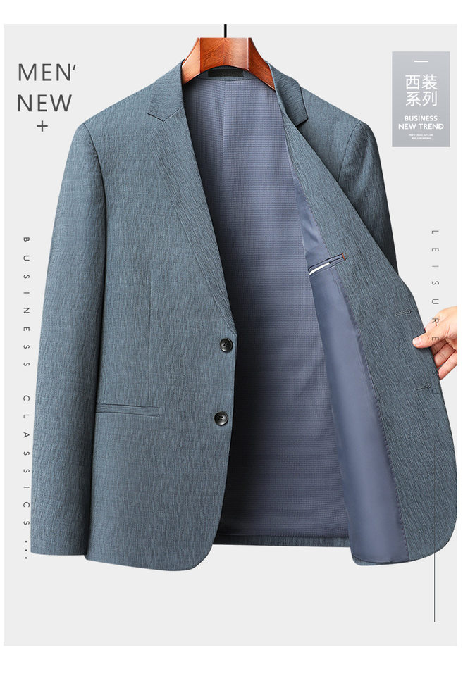 Áo vest nam mỏng mùa xuân thu dáng ôm, vải jacquard co giãn không cần ủi, phong cách Hàn Quốc — Màu xanh, Màu xám chi tiết 1