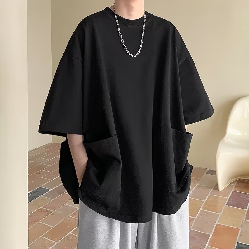 Oversize 300 Jin Large Pocket Workwear Short-sleeved T-shirt Men's Summer New Fashion Brand Joker Loose Half-sleeved T-shirt