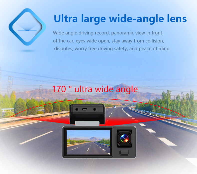 Cross-border new three-recording A8 driving recorder wifi mobile phone connection HD night vision three-lens wide-angle Cardvr