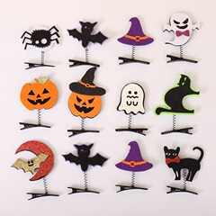 国境を越えた子供用ハロウィンパーティーの頭飾り、幽霊のコウモリ、魔法の帽子、フェスティバルパーティー、スプリングヘアアクセサリー、ヘアピン