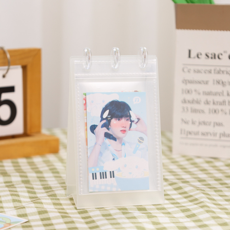 버섯 버클 데스크 달력 사진 앨범 삽입 사진 프레임 미니 스타 카드 앨범 3 인치 투명 사진 앨범 느슨한 잎 저장 책