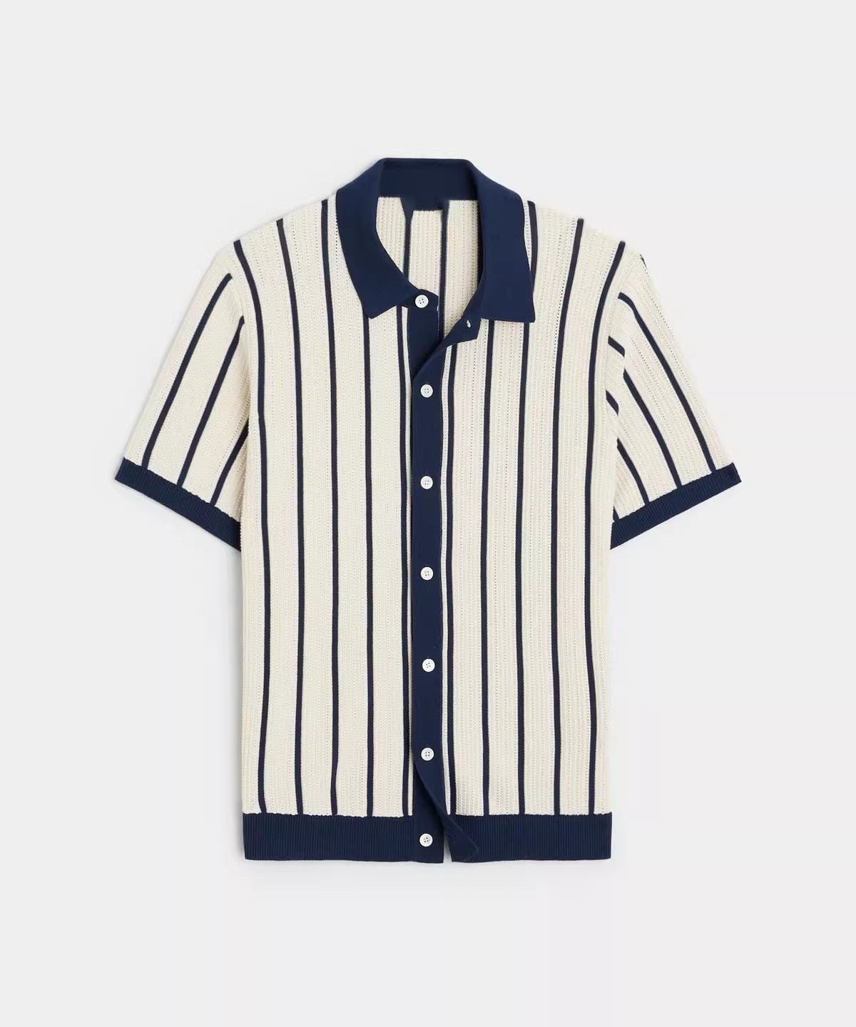 Men's Plus Size Polo Shirt Summer Striped Short Sleeve Knit Loose Collar Top T-Shirt_viptrois.com