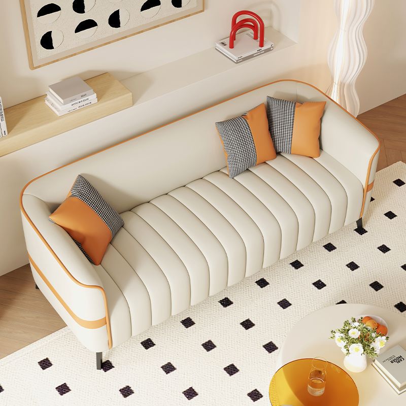 Italian Piano Key Microfiber Leather Color Matching No-Wash Sofa Living Room Modern Small Apartment Cream Straight Row Double or Three Person Sofa