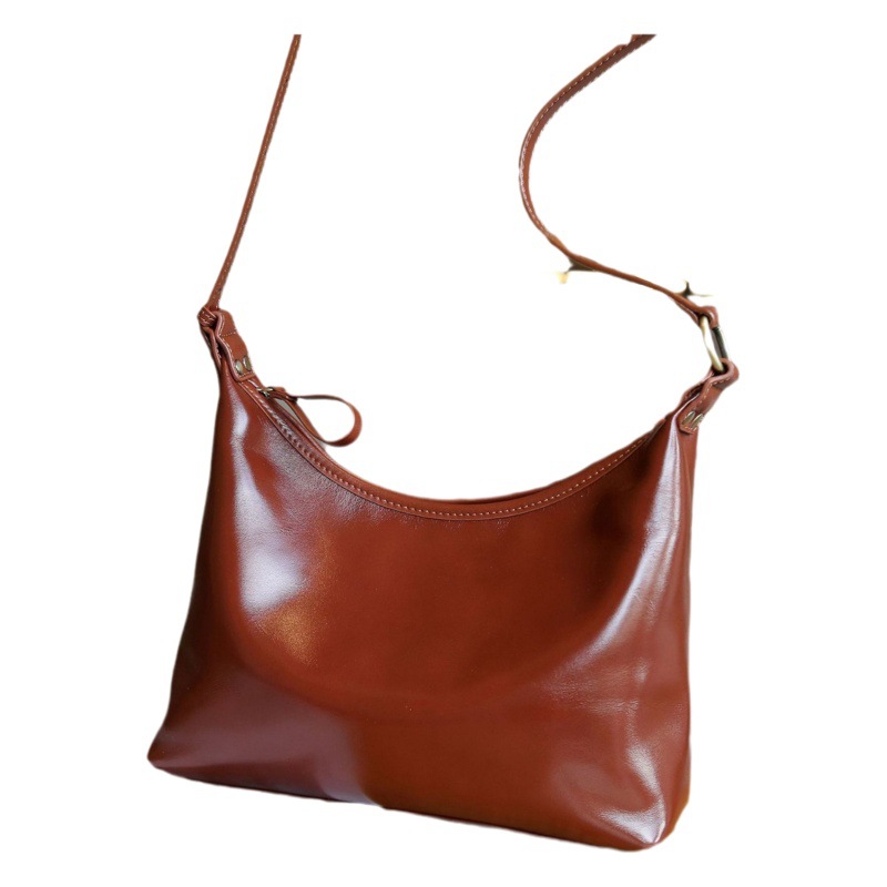 植なめしの層の牛革の小さい大衆の百合の女性のカバンの肩の斜めのショルダーのカバンのシンプルな女性のカバンのファスナーのギョーザの包みの貝殻のカバン