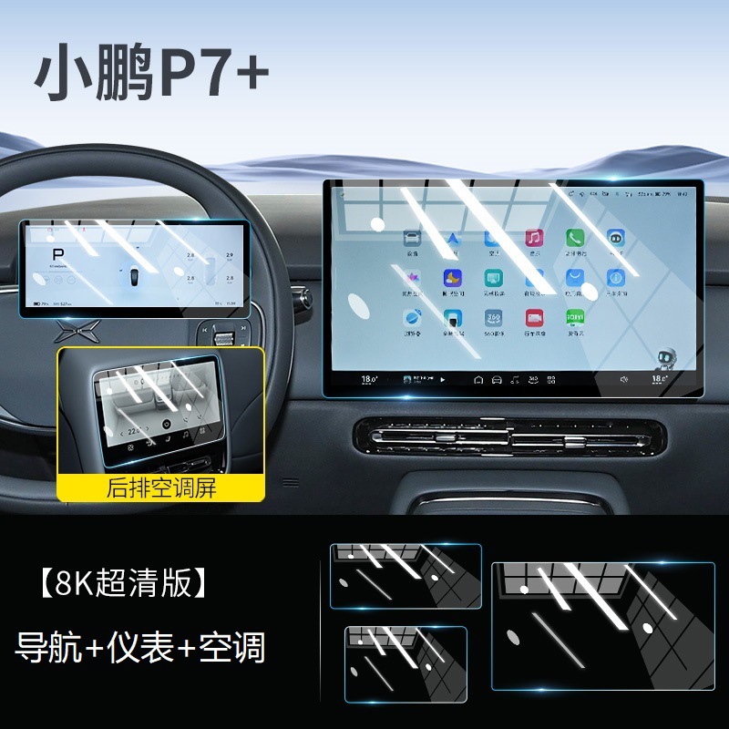 XPeng For Xiaopeng P7+ Center Console Screen Protector Tempered Film (Car interior film) - xiaopeng-p7-navigationinstrumentair-conditioner-hd-tempered-film