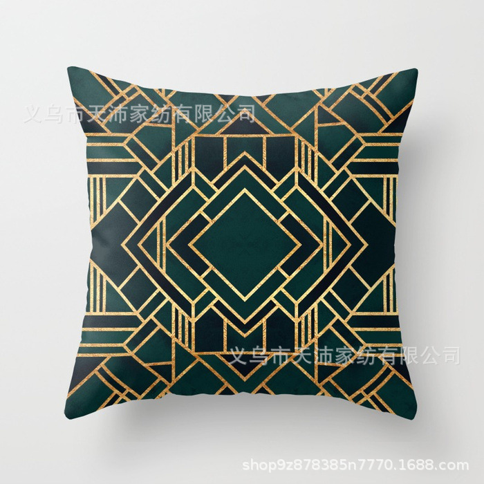 Funda de almohada personalizada con logotipo corporativo, funda de cojín geométrica de Amazon, terciopelo piel de melocotón, cojín para sofá de sala de estar, moderno y minimalista