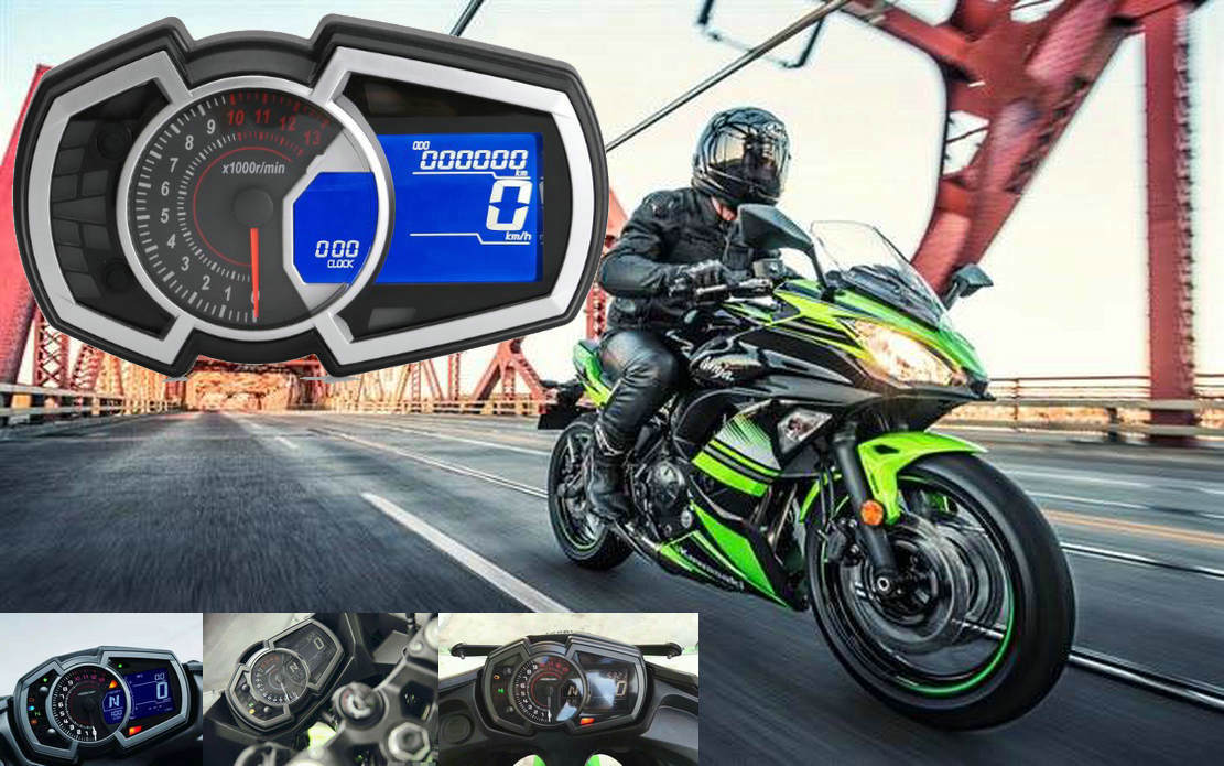 Cross-Border Wholesale Motorcycle Modification Instrument Assembly Ninja 650 Lcd Speed, Rpm, Water Temperature, 1-4 Cylinder Digital Display