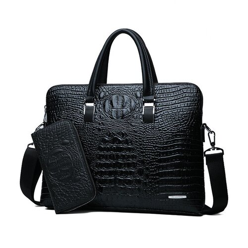 European and American men's fashion new crocodile pattern top-handle briefcase executive business laptop bag gift bag for men