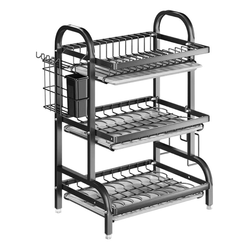 Estante de almacenamiento de cocina hogar escritorio vajilla cuchillo caja de almacenamiento multi-funcional piso multi-capa plato drenaje rack